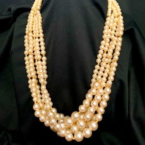 6 strand Faux pearl chunky statement necklace